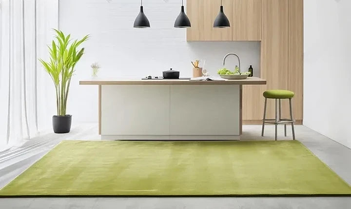 Premium Solid Olive Green Hand Tufted Wool Carpet | Modern Luxury Minimalist Area Rug for Living Room & Bedroom