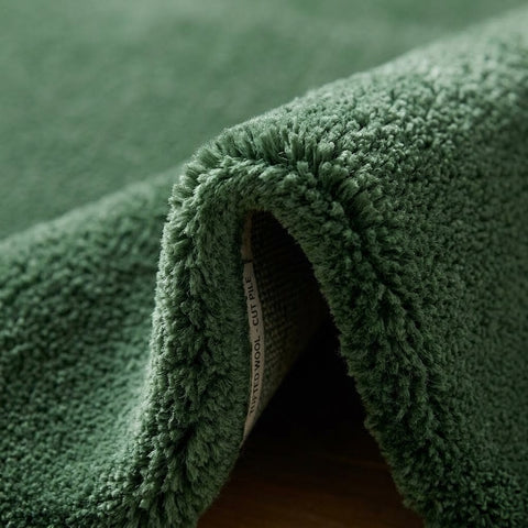 Premium Solid Olive Green Hand Tufted Wool Carpet | Modern Luxury Minimalist Area Rug for Living Room & Bedroom