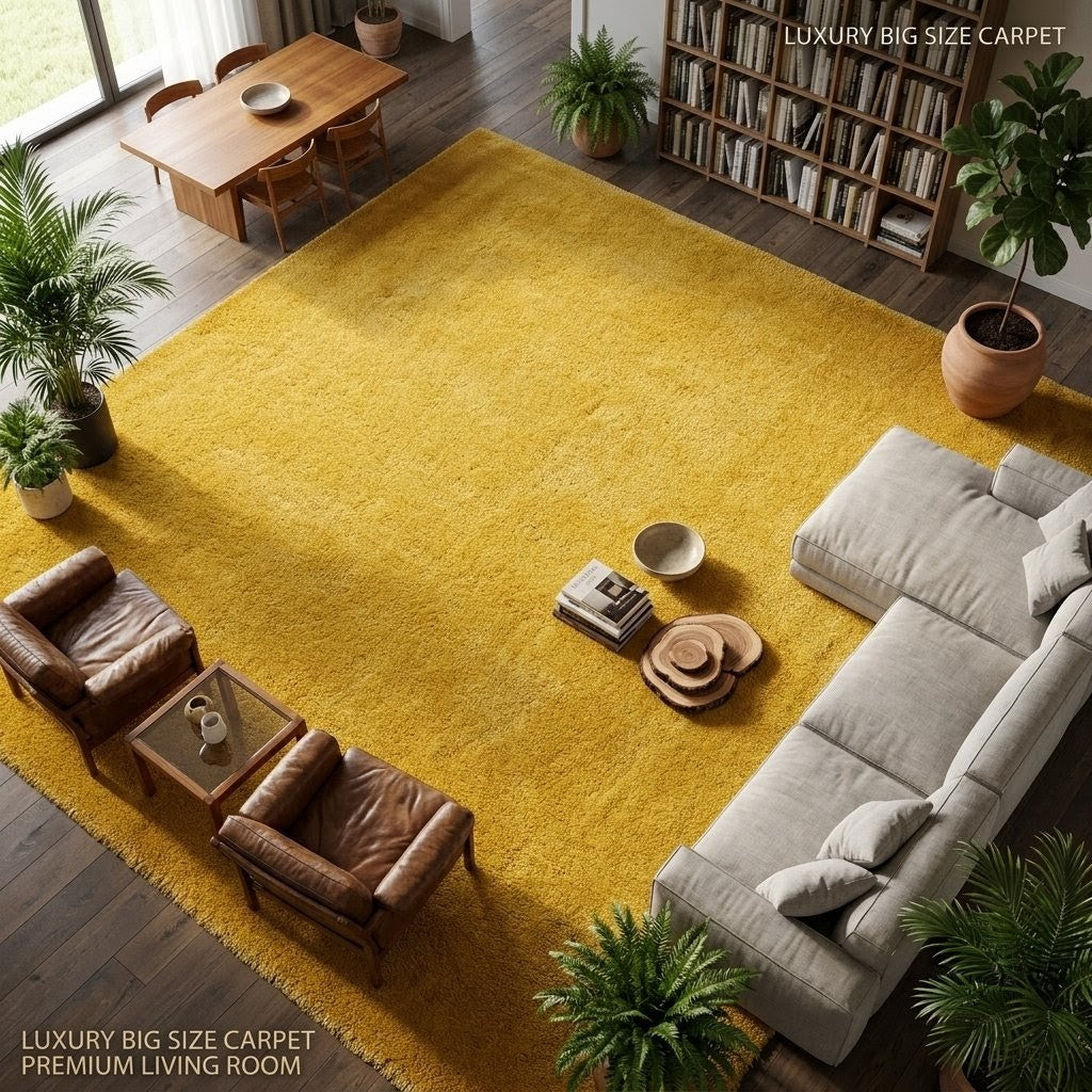 Mustard Yellow Area Rug, Soft Plush Rug, Modern Minimalist Home Decor
