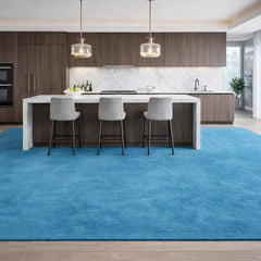 Modern Solid Blue Hand Tufted Rug | Luxury Plush Area Carpet for Living Room, Bedroom & Contemporary Home Interiors