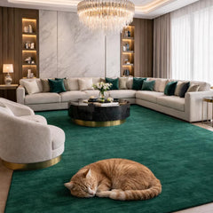 Solid Emerald Green Area Rug – Hand Tufted Plush Carpet for Living Room, Modern Contemporary Bedroom & Home Decor
