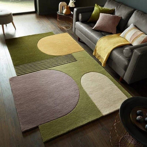 Modern Abstract Geometric Hand-Tufted Carpet | Premium New Zealand Wool Rug | Designer Geometric Area Rug