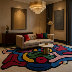 Modern Irregular Area Rug | Hand Tufted New Zealand Wool Luxury Carpet for Living Room, Bedroom & Home Decor