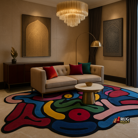 Modern Irregular Area Rug | Hand Tufted New Zealand Wool Luxury Carpet for Living Room, Bedroom & Home Decor