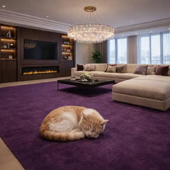 Plush Aubergine Shag Rug, Deep Purple Velvet, Modern Living Room Decor