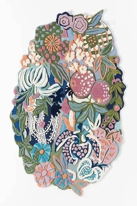 Luxury Irregular Floral Wool Rug - Premium Hand Tufted Area Carpet for Bedroom, Living Room & Home Decor