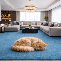 Modern Solid Blue Hand Tufted Rug | Luxury Plush Area Carpet for Living Room, Bedroom & Contemporary Home Interiors