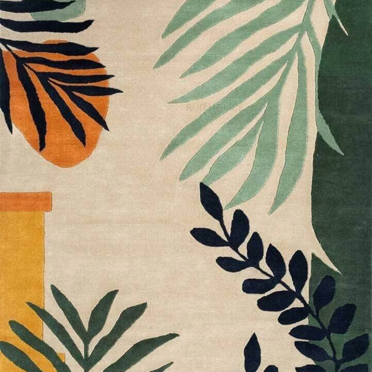 Premium Hand Tufted Tropical Leaf Wool Carpet | Modern Botanical Area Rug for Living Room, Bedroom & Luxury Home Décor