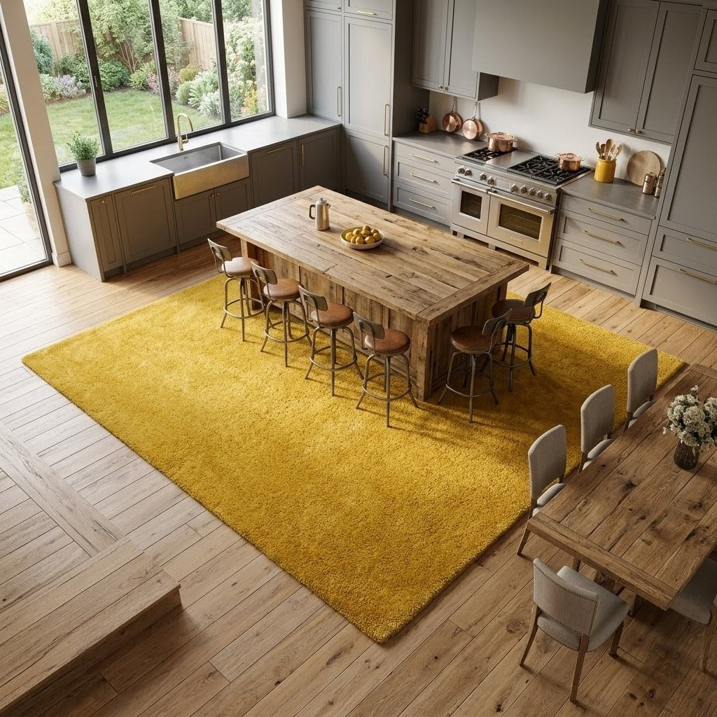Mustard Yellow Area Rug, Soft Plush Rug, Modern Minimalist Home Decor