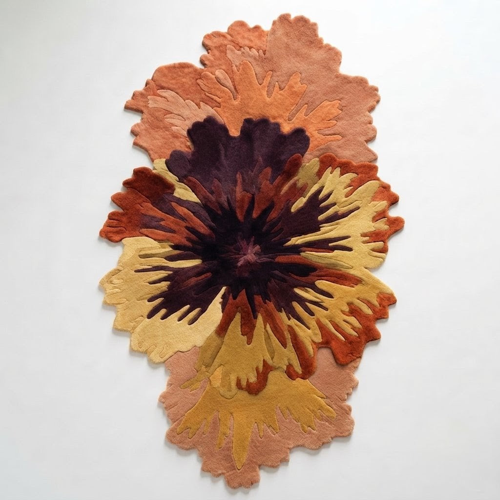 Hand Tufted Floral Rug | Abstract Flower Wool Area Rug