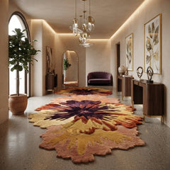 Hand Tufted Floral Rug | Abstract Flower Wool Area Rug