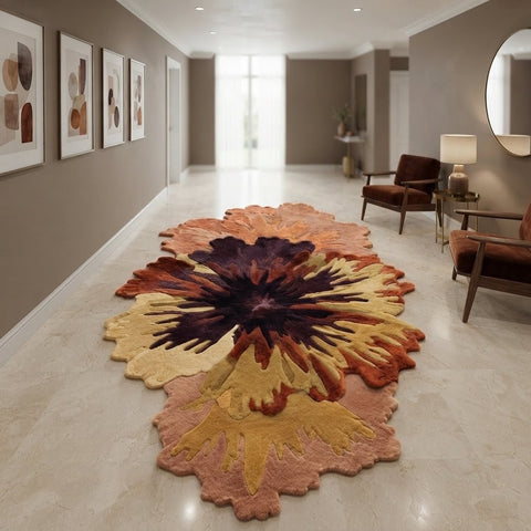 Hand Tufted Floral Rug | Abstract Flower Wool Area Rug