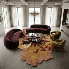 Hand Tufted Floral Rug | Abstract Flower Wool Area Rug