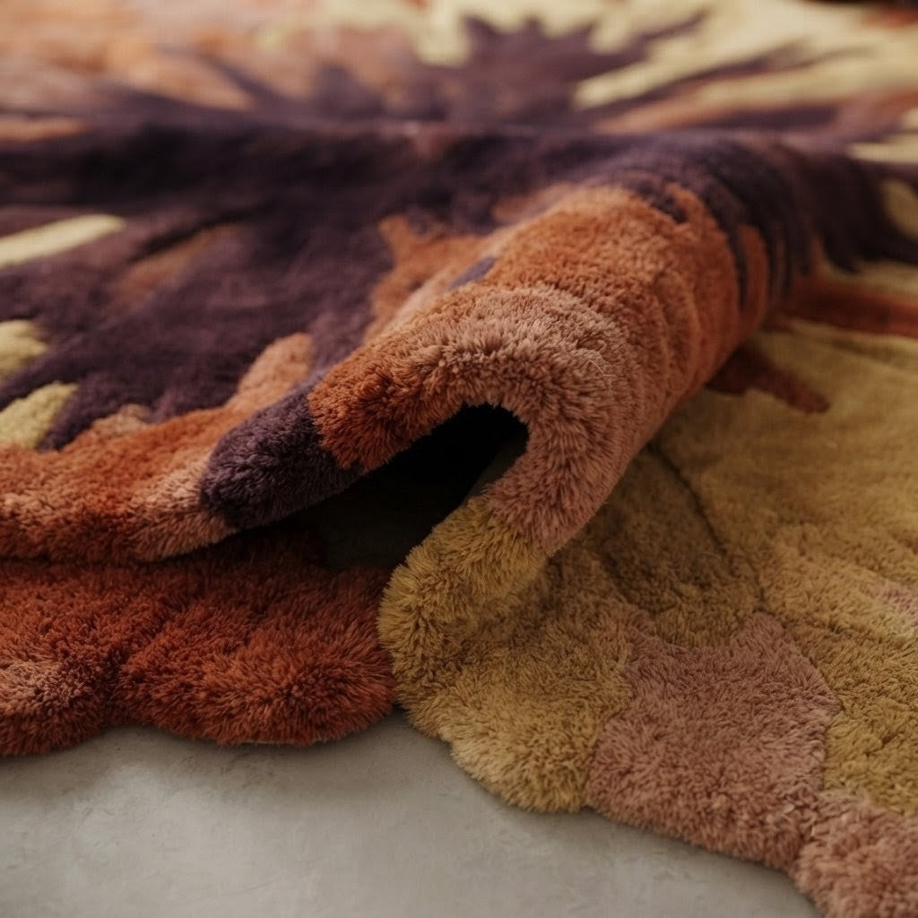 Hand Tufted Floral Rug | Abstract Flower Wool Area Rug