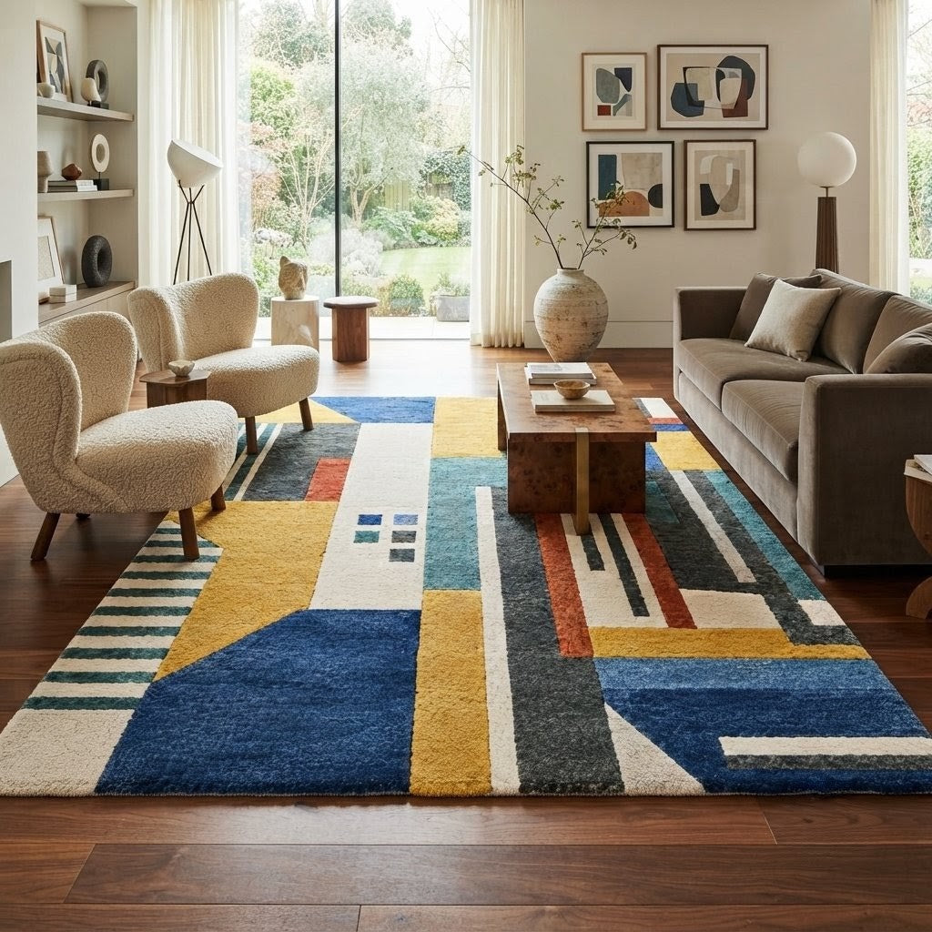 Modern Solid Ruby Red Hand Tufted Area Rug