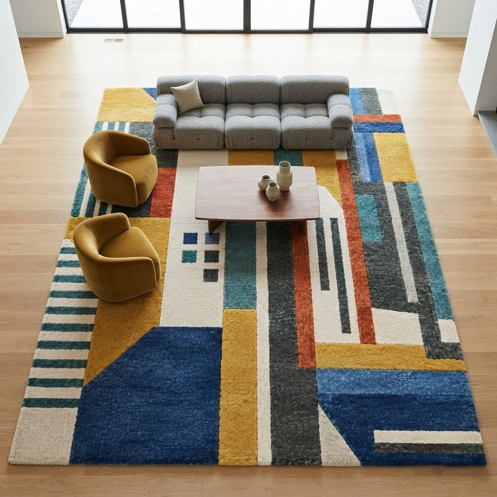 Modern Solid Ruby Red Hand Tufted Area Rug