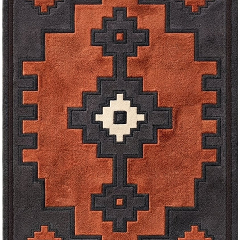 Rust Orange Southwestern Geometric Area Rug | Handmade Wool Rug