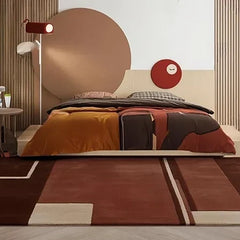 Modern Geometric Hand-Tufted Wool Rug | Luxury Designer Carpet in Terracotta, Blush & Beige for Living Room & Bedroom