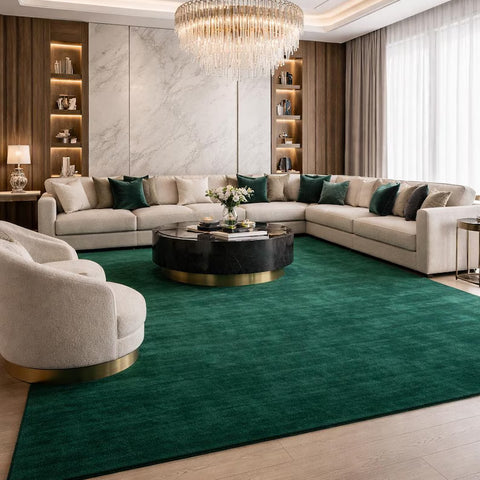 Solid Emerald Green Area Rug – Hand Tufted Plush Carpet for Living Room, Modern Contemporary Bedroom & Home Decor