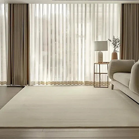 Hand Tufted New Zealand Wool Area Rug | Off White Solid Carpet | Soft, Elegant & Modern Minimalist Floor Decor