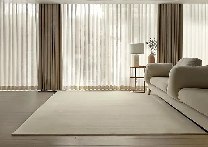 Hand Tufted New Zealand Wool Area Rug | Off White Solid Carpet | Soft, Elegant & Modern Minimalist Floor Decor
