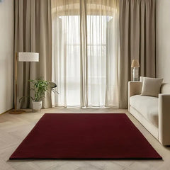 Luxury Hand Tufted Wool Area Rug | Deep Burgundy Solid Carpet | Soft, Durable & Modern Minimalist Floor Decor