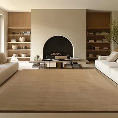 Solid Beige Luxury Wool Area Rug | Hand-Tufted Premium Carpet for Living Room & Bedroom
