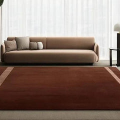 Hand Tufted New Zealand Wool Area Rug | Burgundy Border Design Carpet | Elegant & Modern Floor Decor