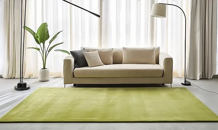 Premium Solid Olive Green Hand Tufted Wool Carpet | Modern Luxury Minimalist Area Rug for Living Room & Bedroom