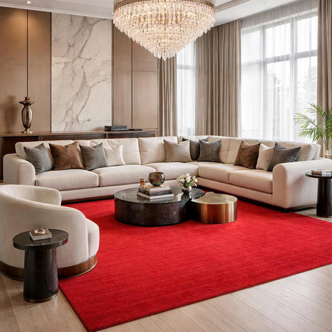 Modern Solid Red Hand Tufted Area Rug | Premium Plush Carpet for Living Room, Bedroom | Contemporary Luxury Home Decor