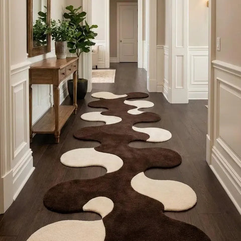 Modern Abstract Hallway Runner Rug | Hand Tufted New Zealand Wool Area Rug