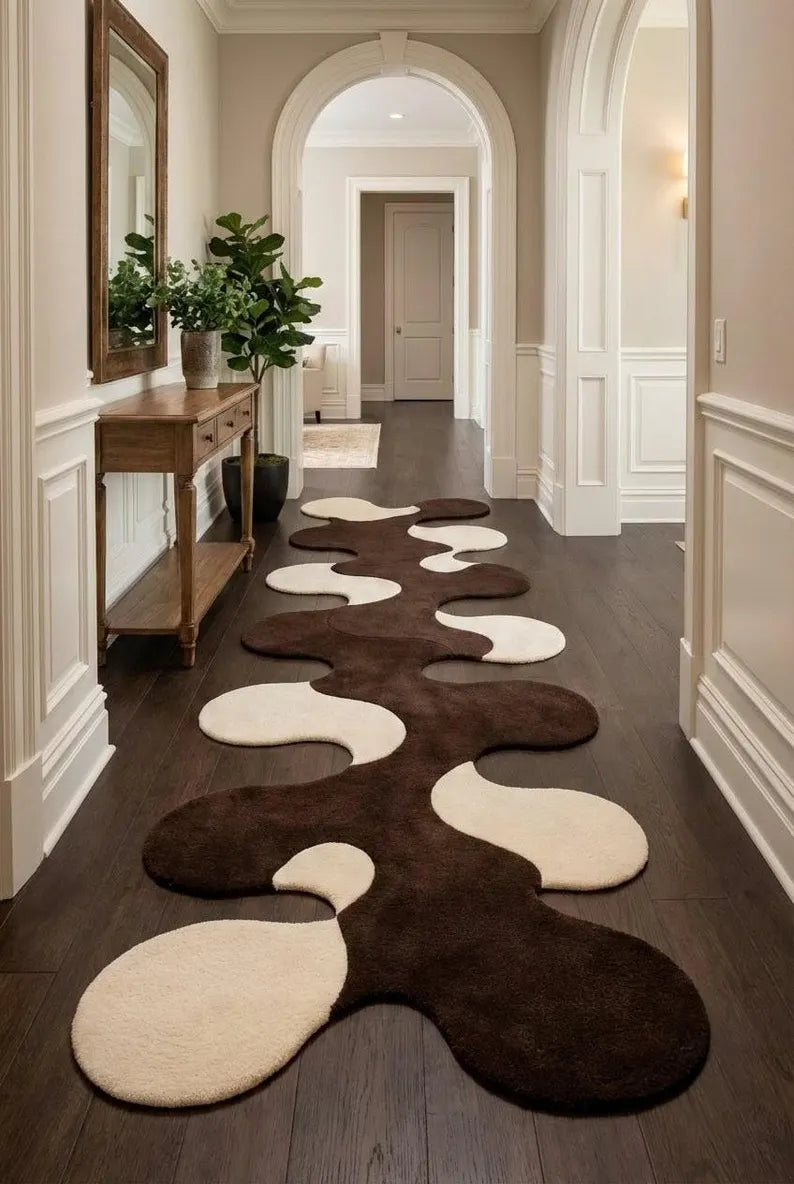 Modern Abstract Hallway Runner Rug | Hand Tufted New Zealand Wool Area Rug