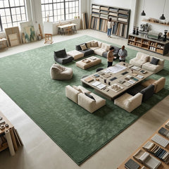 Premium Solid Olive Green Hand Tufted Wool Carpet | Modern Luxury Minimalist Area Rug for Living Room & Bedroom
