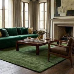 Solid Olive Green Hand-Tufted Wool Area Rug | Luxury Minimalist Carpet for Living Room, Bedroom & Home Decor