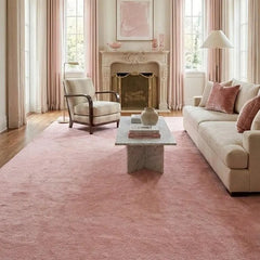 Luxury Solid Blush Terracotta Hand Tufted Wool Area Rug | Modern Minimalist Carpet for Home Décor, Living Room & Bedroom
