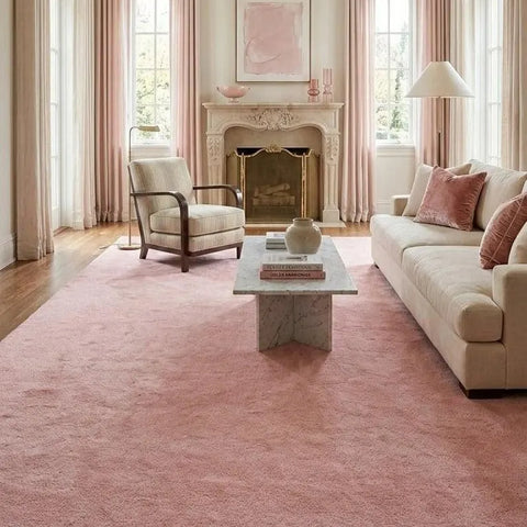 Luxury Solid Blush Terracotta Hand Tufted Wool Area Rug | Modern Minimalist Carpet for Home Décor, Living Room & Bedroom