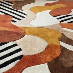 Hand Tufted New Zealand Wool Area Rug | Modern Abstract Multicolor Statement Carpet for Living Room & Bedroom | Luxury Plush Designer Rug