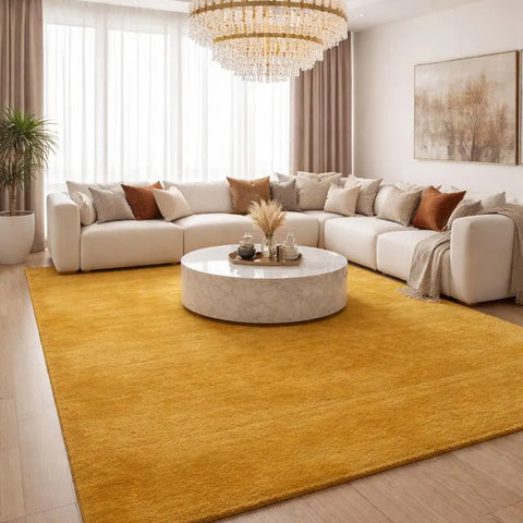 Mustard Yellow Area Rug, Soft Plush Rug, Modern Minimalist Home Decor