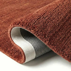 Luxury Hand Tufted New Zealand Wool Area Carpet | Solid Terracotta Modern Area Rug for Living Room & Dining Space