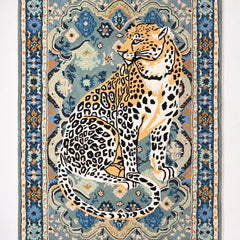 Leopard Area Rug, Hand Tufted Wool Carpet, Vintage Persian Design, Statement Decor