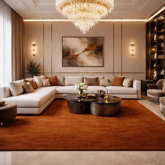 Luxury Burnt Rust Hand Tufted New Zealand Wool Area Rug – Premium Modern Carpet for Living Room, Designer Home Decor