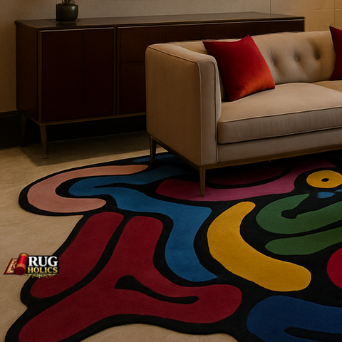 Modern Irregular Area Rug | Hand Tufted New Zealand Wool Luxury Carpet for Living Room, Bedroom & Home Decor