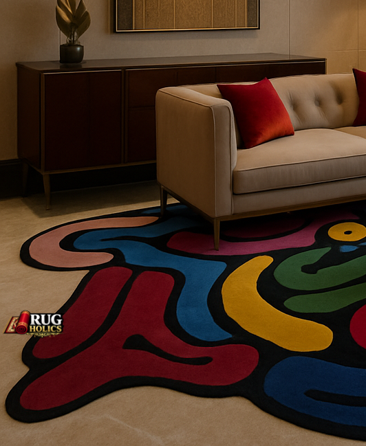 Modern Irregular Area Rug | Hand Tufted New Zealand Wool Luxury Carpet for Living Room, Bedroom & Home Decor