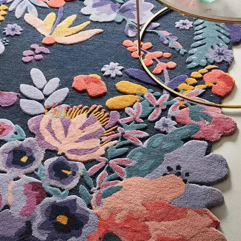Hand Tufted Floral Carpet | Premium Wool Designer Rug for Living Room, Bedroom, Home Decor