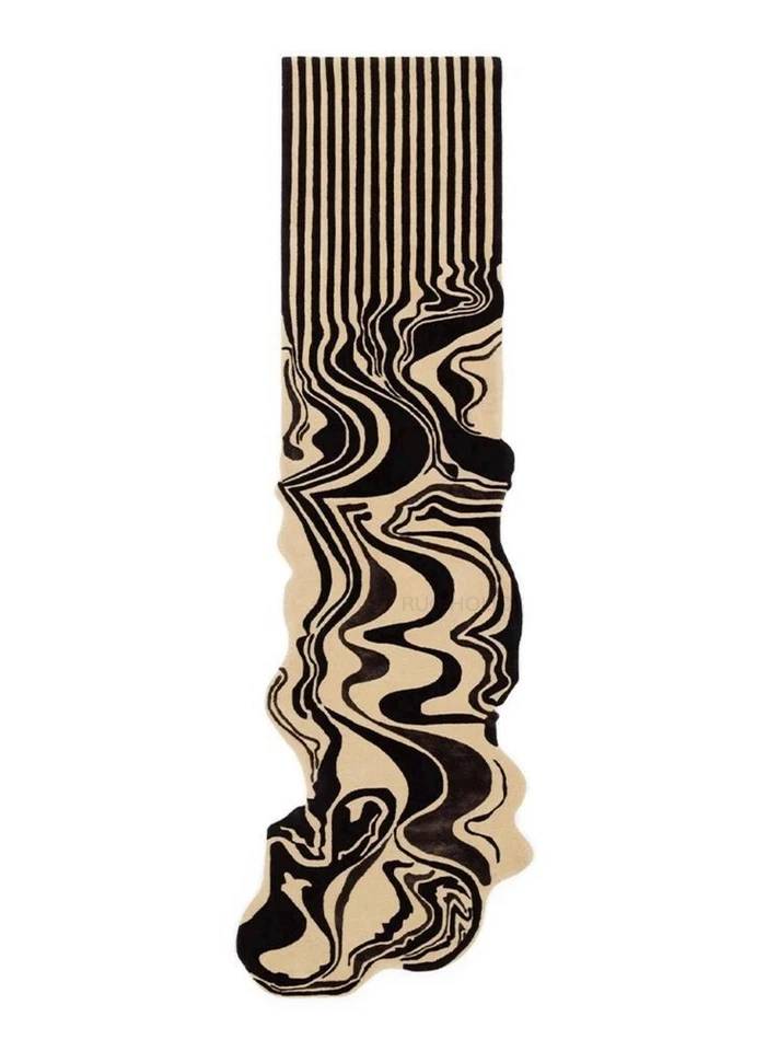 Premium Hand Tufted Abstract Wave Runner Rug | Modern Designer Wool Carpet for Hallway, Living Room & Luxury Home Décor