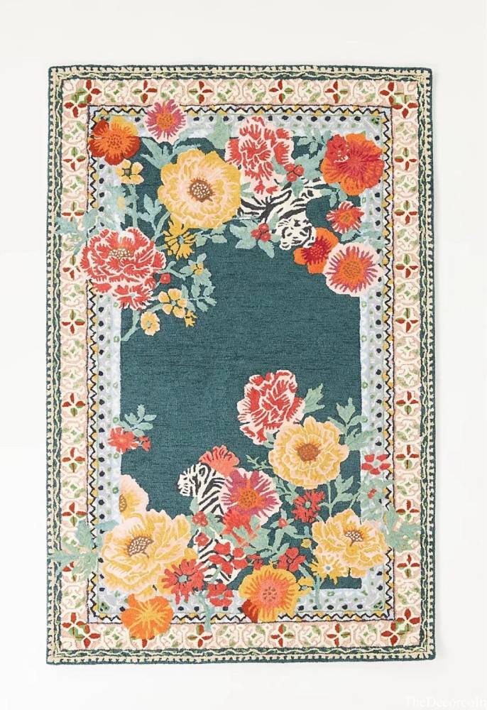 Vintage Hand-Tufted Floral Carpet | Premium New Zealand Wool | Luxury Botanical Area Rug