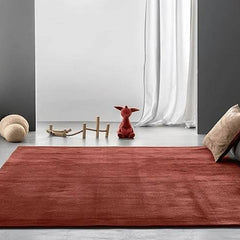 Luxury Hand Tufted New Zealand Wool Area Carpet | Solid Terracotta Modern Area Rug for Living Room & Dining Space