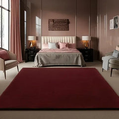 Luxury Hand Tufted Wool Area Rug | Deep Burgundy Solid Carpet | Soft, Durable & Modern Minimalist Floor Decor