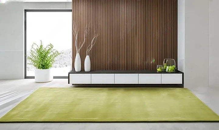 Premium Solid Olive Green Hand Tufted Wool Carpet | Modern Luxury Minimalist Area Rug for Living Room & Bedroom
