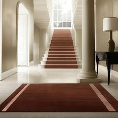 Hand Tufted New Zealand Wool Area Rug | Burgundy Border Design Carpet | Elegant & Modern Floor Decor